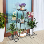 S AFSTAR 7 Tier Plant Stand, Parisian Style Garden Cart Stand, Multi-layer Mental Plant Stand, Plant Flower Pot Display Rack, Pot Holder for Indoor Outdoor Plant Stands for Patio Balcony (Black)