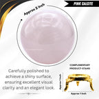 Amazing Gemstone Pink Calcite Crystal Ball with Stand - 2 Inches Crystal Sphere Meditation Balls for Witchcraft and Decorative Balls