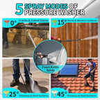 Pressure Washer, Power Washer High Pressure Cleaning Machine with 20FT Hose 35FT Cord Foam Cannon and 4 Nozzles for Clean Cars Fences Home Patio Driveway