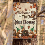 Funny Squirrels Signs Welcome To The Nut House Squirrels Stuff For Indoor Outdoor Decor 12x8 Inches (Yellow)