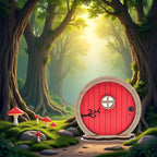 Red Fairy Garden Door,Tree Fairy Doors Decoration for Trees Outdoor and Tree Trunk,DIY Mini Garden Lawn Ornament Decor,Fairytale Tiny House Doors Mini Gift,Buildings and Structures Garden Miniatures