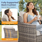 Patio Furniture Set, 7 Pieces Outdoor Wicker Rattan Sofa Couch with Swivel Rocking Chair, Ottomans and Comfy Cushions, All Weather Outdoor Conversation Sets, Suit for Porch Deck