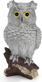 Owl Statue Figurine Home Decoration, Hand-Painted Owl on Branch, Waterproof, Fade-Proof Sculpture for Garden, Patio, Home Decor Statue (Gray)