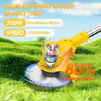 21V Electric Weed Wacker, Cordless Grass Trimmer with 2x2.0Ah Batteries & Fast Charger, Stringless Lightweight Brush Cutter/Edger/Mower/Trimmer with 4 Types Blade for Yard & Garden