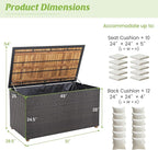 HAPPYGRILL 134 Gallon Rattan Deck Box, Patio Wicker Storage Box with Zippered Liner, Solid Acacia Wood Top & Feet, Effort-Saving Pneumatic Rod, Outdoor Storage Container for Porch Backyard