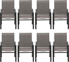 Sophia & William Outdoor Chairs Set of 8, Patio Chairs with Breathable Textilene Fabric and Heavy-Duty Iron Frame, Perfect for Lawn Garden Backyard Deck 350 lbs Capacity