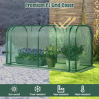Happygrill Portable Mini Greenhouse, 47" x 22" x 24" Green House w/ Roll-up Zipper Door, Metal Frame, Waterproof Sun-Protective PE Cover, Small Greenhouses for Raised Garden Bed, Outdoor (Green)