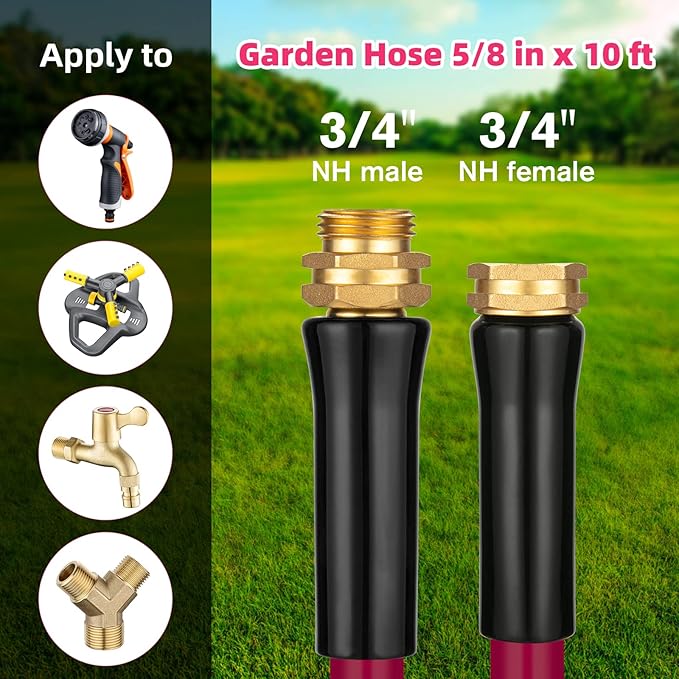 WELLUCK Garden Hose 5/8 in x 25 FT, Heavy Duty Durable Anti Kink Flexible Garden Water Hose for Drinking Water Safe BPA Free, All-weather Lightweight Water Hose for Garden RV Camper Marine
