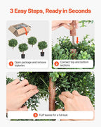 VEVOR Artificial Topiary Boxwood Double Ball, 2 Set 36 inch Faux Boxwood Plant Balls, Fake Silk Tree Look Real, Easy Assembly for Decor Front Porch Outdoor Patio Garden Balcony Backyard Indoor