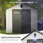 EconoHome 8x8 Ft Outdoor Storage Shed with Floor - Waterproof Shed with Lockable Door for Garden - Backyard, Tool Storage Use - Grey