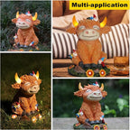 Solar Garden Statue Highland Cow Figurine with Funny Gnomes Garden Outdoor Decor for Yard Patio Lawn Christmas Housewarming Gifts for Women,Mom,Grandma (Yellow)
