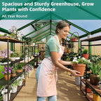 8x12 FT Greenhouse for Outdoors, Large Aluminum Greenhouses with Roof Vent and Quick Setup Structure, Greenhouse Heavy Duty with PC Panels, Walk-in Green Houses for Winter Garden,Backyard,Patio,Lawn
