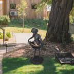 Outdoor Garden Statues - Bird Bath & Feeder Combo - Standing Angel Fairy Statues, 14.25*12.25*28.75 Inch