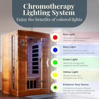 Dynamic Saunas Andora 2-Person Low EMF FAR Infrared Sauna with Red Light Therapy & Bluetooth Speakers | Personal Indoor Dry Heat Sauna for Home & Gym – Made from Canadian Hemlock
