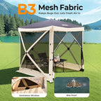 Tecoom 4 Side Pop Up Gazebo Tent, 6x6ft Waterproof Instant Screen with Mosquito Netting, Removable Wind Cloths, Portable Outdoor Canopy for Sun Shelter for Camping, Garden and Picnics