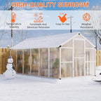 8 x 12 FT Greenhouse, Heavy-Duty Polycarbonate Large Walk-in Greenhouse Roof Vent ,Aluminum Frame & Lockable Door, for Backyard, Green Houses for Outside Garden Backyard
