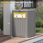 Package Delivery Box for Outside with Sign, 48 Gallon Storage with Lockable Secure, Large Double Wall Resin Outdoor Package Delivery Waterproof
