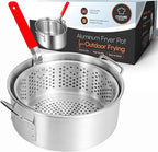 Aluminum Fish Fryer Pot with Basket | 10QT Deep Frying Pot with Handle | Outdoor Oil Fryer pan with Fry Basket | Cooking Pot | Fried Chicken, Fish, Seafood, Turkey Legs, French Fries