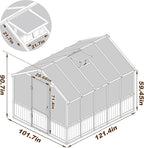 MUPATER 8 x 10FT Wooden Greenhouse with 6mm Polycarbonate Panels for UV Protection and Heat Insulation, Adjustable Ventilated Window & Lockable Door, Walk-in Greenhouse for Outdoors, Patio, Backyard