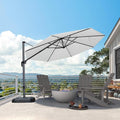 PURPLE LEAF 11 Feet Patio Umbrella Outdoor Cantilever Round Umbrella Aluminum Offset Umbrella with 360-degree Rotation for Garden Deck Pool Patio White