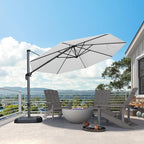 PURPLE LEAF 11 Feet Patio Umbrella Outdoor Cantilever Round Umbrella Aluminum Offset Umbrella with 360-degree Rotation for Garden Deck Pool Patio White