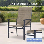 Outdoor Dining Chairs Set of 2, Stackable Patio Chairs with Metal Frame & Textilene Fabric, Perfect for Patio Garden Deck, Mocha