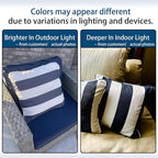 Outdoor Throw Pillow with Insert 18x18 Inch, Set of 2, Piping Edge Waterproof Fade Resistant Decorative Fluffy Pillows for Patio Furniture Chair Bench Couch Sofa - Navy White Striped