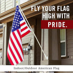 American Flag 5x8’ | Embroidered Stars & Sewn Stripes | Heavy Duty U.S. Flag | Durable 210D Oxford Nylon for High Winds | Quadruple Stitched Fly End Brass Grommets | Patriotic Decor