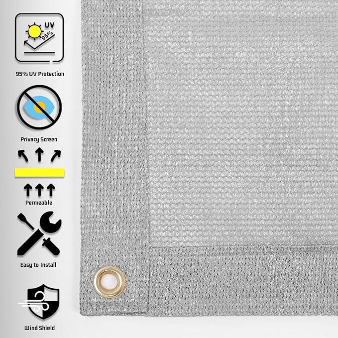 SUNNY GUARD Shade Cloth Custom Size 6x14 FT Sun Shade Screen Fabric Shade Cover Tarp with Grommets for Pergola Backyard Garden, Light Grey(We Customized)