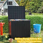 EasyUp 32 Gallon Resin Deck Box Waterproof, UV Resistant Outdoor Storage Box for Delivery, Porch, Patio and Garden, Stripe Black