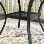 VICLLAX Patio Dining Set for 4, 5 Pieces Outdoor Furniture Includes 40.6" Round Patio Table with Umbrella Hole and 4 Outdoor Swivel Chairs for Lawn Garden, Grey Tabletop and Grey Fabric