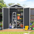 HUGROVE 6×4 Outdoor Storage Shed with Floor, Waterproof & UV-Resistant Resin Garden Shed for Backyard, Weather-Resistant Plastic Tool Shed with Lockable Double Doors, Air Vents & Side Window