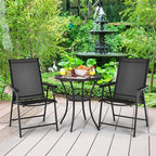 S AFSTAR Patio Chairs Set of 2, Outdoor Foldable Sling Chairs with Armrests, Folding Outdoor Chairs for Lawn Garden Backyard Poolside Porch (Black)