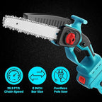 2-in-1 Cordless Pole Saw & 8 Inch Mini Chainsaw with Carrying Bag, 2×21V 3000mAh Rechargeable Batteries, Lightweight (7.3 lbs), 14FT Max Reach Electric Pole Saw for Tree Trimming, Branch Cutter