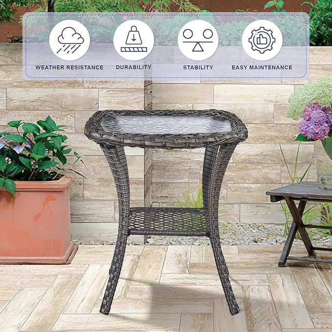 Swivel Patio Chairs sofa Set of 6 - 6" Thick Cushion - Wicker Outdoor Swivel Rocker Patio Chair ,Sofa/Glass coffee table, High Back Comfortable Outdoor Glider Chairs - Brown Wicker | Beige Cushions