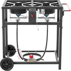Propane Outdoor Double Burner Deep Fryer Cart, 2-18QT Aluminum Pots & Frying Baskets, Best for Fish Fry, Wings, Fries, Canjun Fry