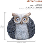 Alpine Corporation 13" Tall Outdoor Solar Powered Owl Yard Statue with LED Lights