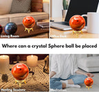 Amazing Gemstone Carnelian Crystal Ball with Stand - 2" Inches Crystal Sphere Meditation Balls for Witchcraft and Decorative Balls