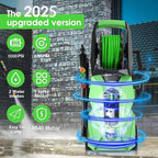 Pressure Cleaner 5000 PSI,2.8 GPM Power Cleaner with Foam Cannon,Portable Cleaner with 33ft Hose Reel,4 Nozzle Tips,and Soap Bottle for Cars/Home/Driveways/Patios/Decks/Fences(Dark Green)