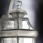 Urban Ambiance Luxury Colonial Outdoor Wall Light, Medium Size: 14" H x 8" W, with Tudor Style Elements, Versatile Design, Classy Aged Silver Finish and Beveled Glass, UQL1143