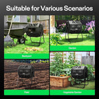 VIVOSUN Outdoor Tumbling Composter Dual Rotating Batch Compost Bin, 43 Gallon Black Door