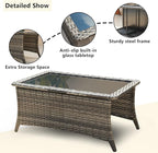 HUMMUH Outdoor Furniture Patio Furniture Set 7 Pieces Wicker Outdoor Sectional Sofa with Swivel Rocking Chairs,Patio Ottomans,Coffee Side Table