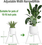 Adjustable Plant Stands Set of 2, Metal Modern Small Plant Holder, Heavy Duty Stable Flower Holder Stand Rack for 10-16 Inch Indoor Outdoor Corner Living Room Balcony Office White PS-007WH-2