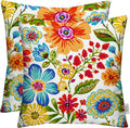 RSH DECOR: Square Throw Pillows Set of 2 | 17” x 17” | All-Weather Spun Fabric | Water and Fade-Resistant | Outdoor Accent Pillows for Patio Furniture | Gregoire Fresco