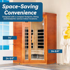 Woodbridge Infrared Sauna Room 2 Person Hemlock Wood Indoor Corner Sauna with 7 Carbon Heaters, Red Light Therapy,Bluetooth Speaker,Intelligent Dual Control System,Tempered Glass,Exterior Brim Light