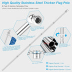 6 FT Metal Flag Pole Kit for Outside House w/ 2-Position Holder Bracket & 360° Rotating Flagpole Rings, 1" Stainless Steel Spinning Outdoor Porch Wall Mounted Flag Poles for 3x5 4x6 Flag(6 FT, Silver)