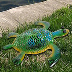 Natelf Solar Powered Turtle Statue Outdoor Decor Metal Animal Yard Art Waterproof Outdoor Sculptures for Patio, Yard, Balcony, Yard Ornament - Unique Housewarming Gifts