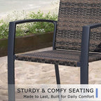 Outdoor Dining Chairs Set of 4, Stackable Patio Chairs with Woven Rattan Back & Seat, Perfect for Patio, Garden, or Deck, Rattan Gray Brown