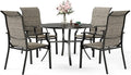 5 Piece Patio Dining Set for 4, Outdoor Table and Chairs Set with Round Patio Table(1.57"-1.9" Hole) and 4 Textilene Patio Dining Chairs, Outdoor Dining Sets for Deck Backyard Garden