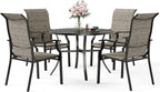 5 Piece Patio Dining Set for 4, Outdoor Table and Chairs Set with Round Patio Table(1.57"-1.9" Hole) and 4 Textilene Patio Dining Chairs, Outdoor Dining Sets for Deck Backyard Garden